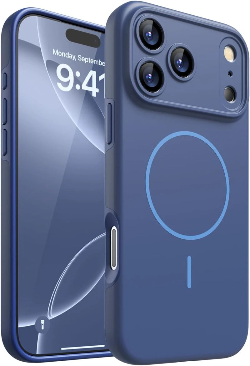 Magnetic Silicone Soft Case for Magsafe IPhone 17 Air 16 15 14 13 12 Pro Max Plus 17Air 17Pro i Phone i17 ProMax Mag Safe Cover