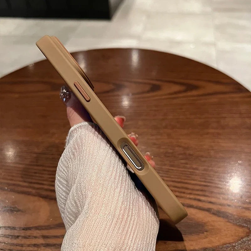 New Gold Slim Matte for Magsafe Case for iPhone 16 17 14 12 13 15 Pro Max Shockproof Armor PC TPU Cover for iPhone Air Lens Film