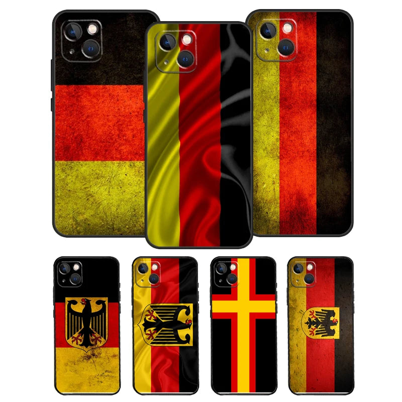 Germany Flag Banner Phone Case For iPhone 14 Pro Max 16 15 11 12 13 Pro Max mini XR 15 16 Plus 16e Back Cover