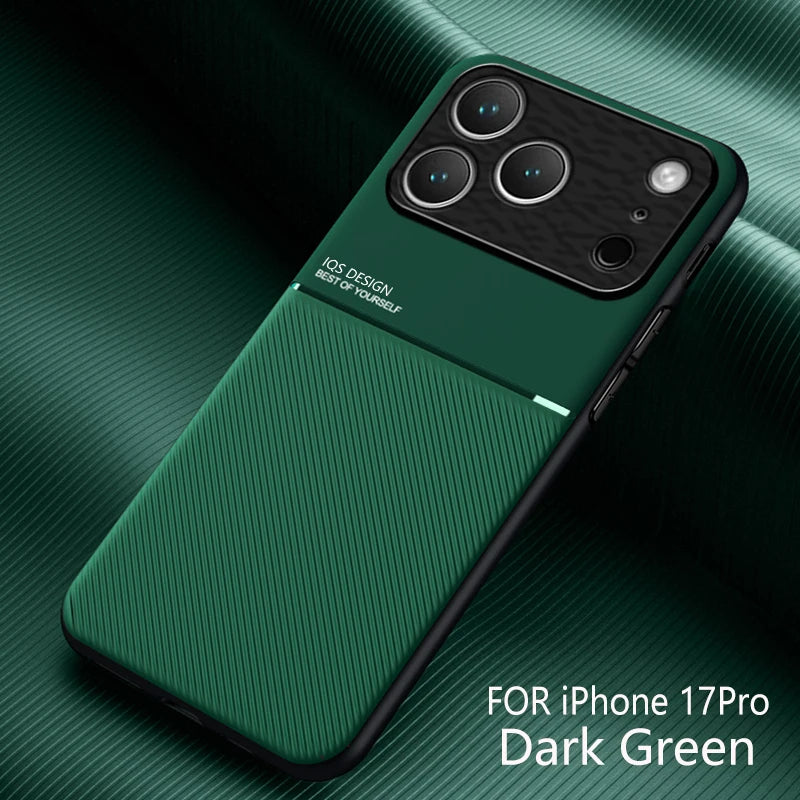 Slim Non-Slip Portective Case For iPhone 17 Air 16 15 14 Plus 13 12 11 17 Pro Max With Metal Plate Magnetic Car Holder Cover