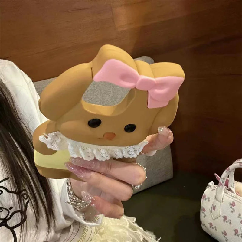 Silicone Cartoon Pink Bow Dog Suitable For Iphone 15 Pro Max Phone Case All Inclusive 12 13 14 Protective Case