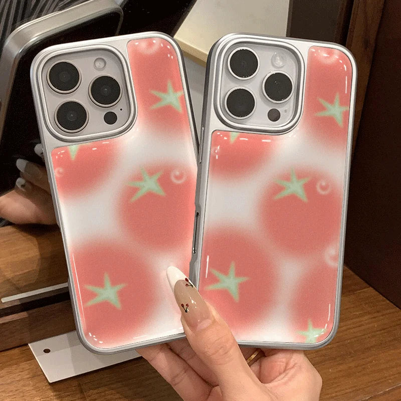 INS Cute Gradient Tomato Phone Case for iPhone 17 17e 16e 16 15 14 13 12 11 Air Pro Max X XR XSMAX 8 7 Plus Luxury Clear Soft