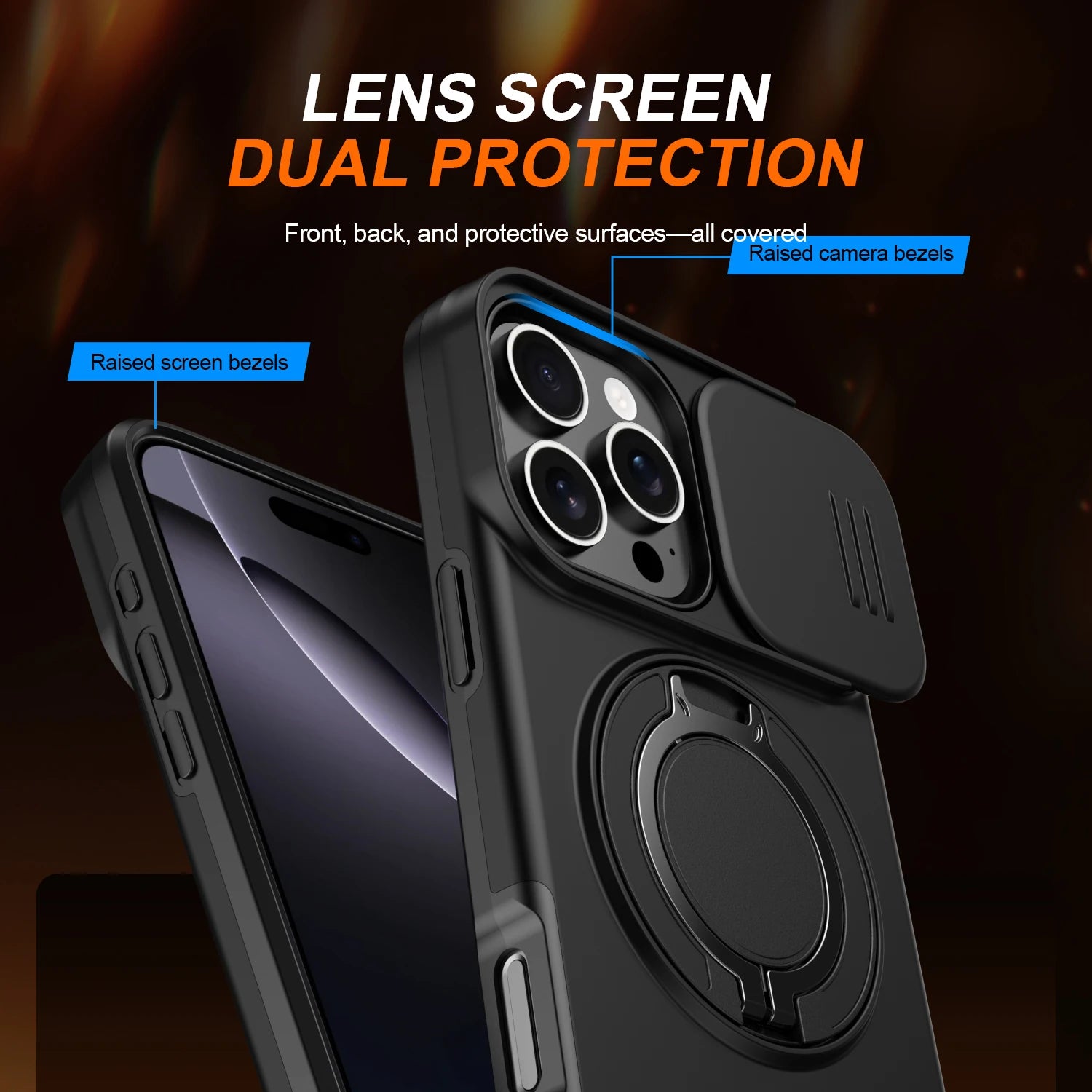 Slide Lens Protective Rugged Case for Iphone 16 Pro Max 17 Pro Iphone17 Iphone16 Dual Layer Best Protection Cover