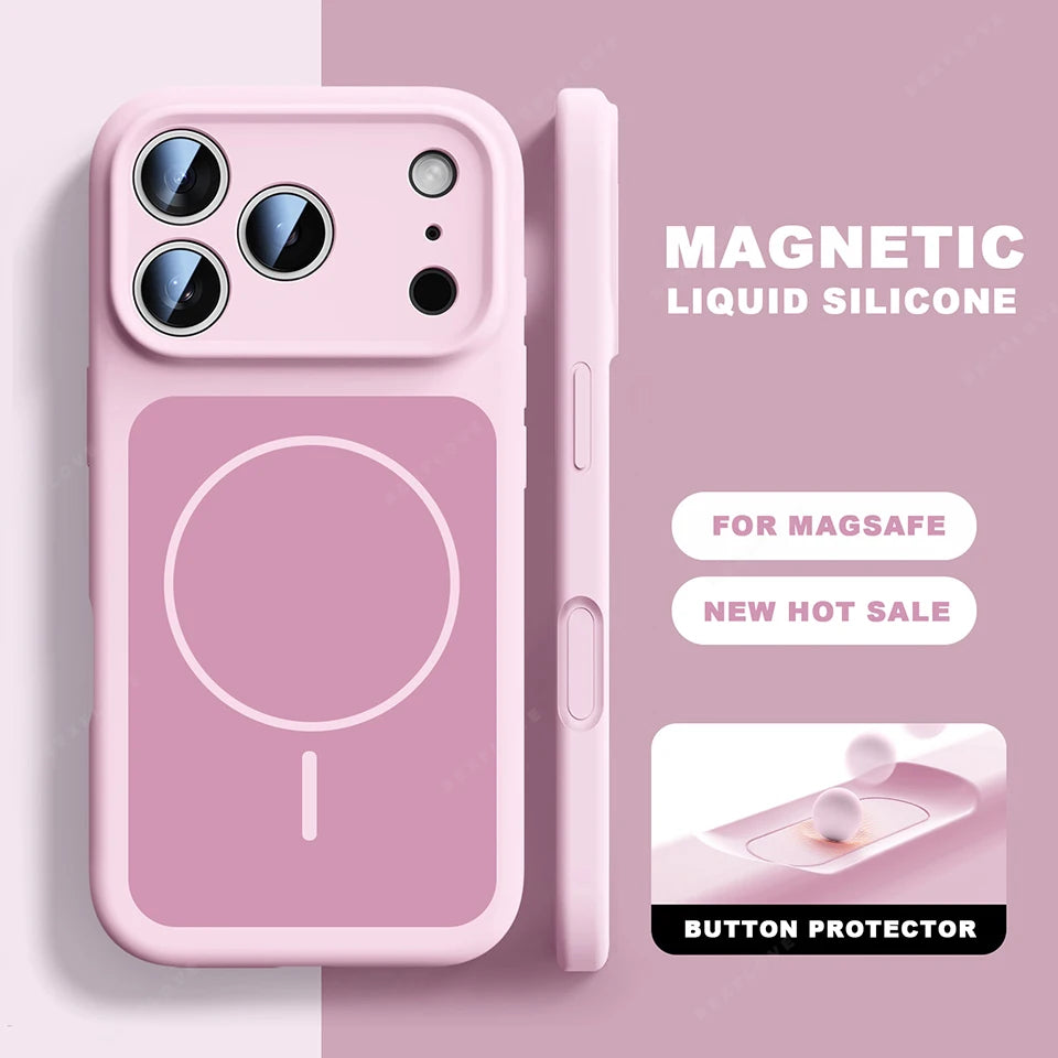 New Official Liquid Silicone Magnetic Phone Case For iPhone 17 Air 14 15 16 Plus 13 17 Pro Max For Magsafe ShockProof Soft Cover