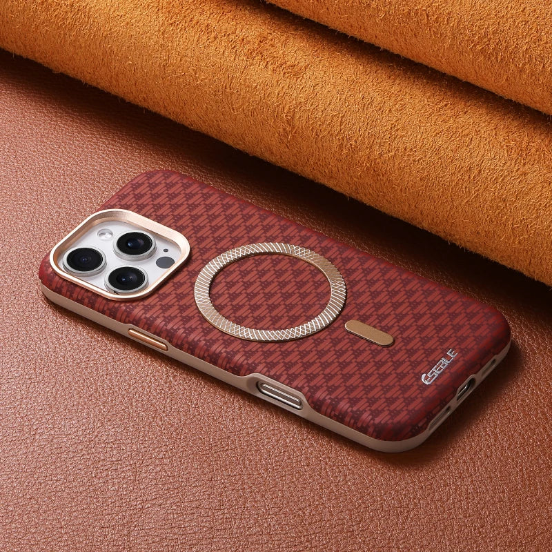 For Magsafe Magnetic Luxury Solid Color Triangle Pattern Phone Case for iPhone 17 Pro Max 15 13 14 16 Pro Max Bumper Back Cover