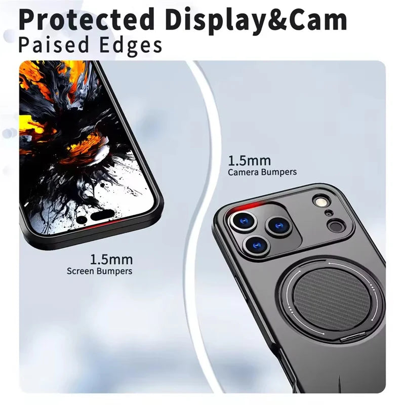 360° Magnetic Bracket Phone Case For iPhone 17 16 15 14 13 12 11 Pro Max Air 5G For Magsafe Shockproof Stand Holder Cover Funda
