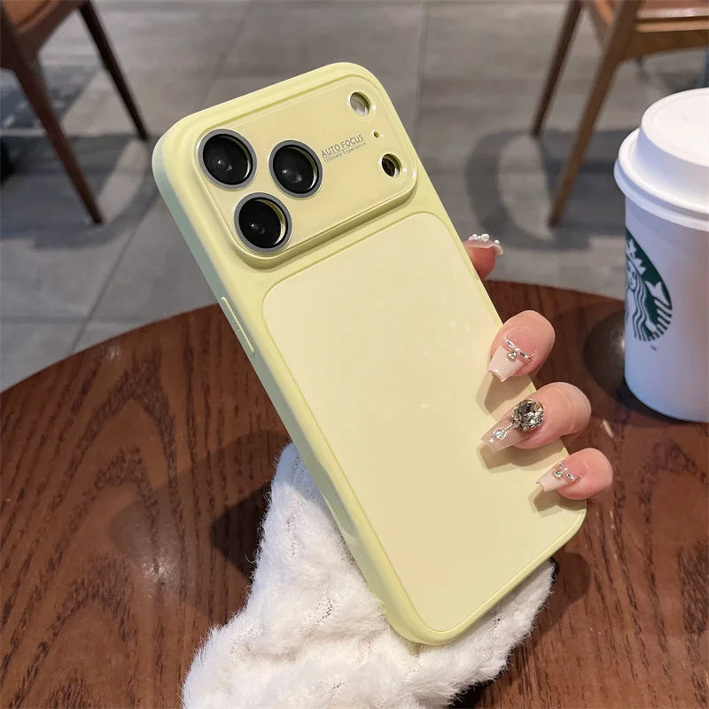 Matte Liquid Silicone Large Window Case For iPhone 17 16 15 14 13 12 Pro Max Camera Protection Veneer Leather Back Cover