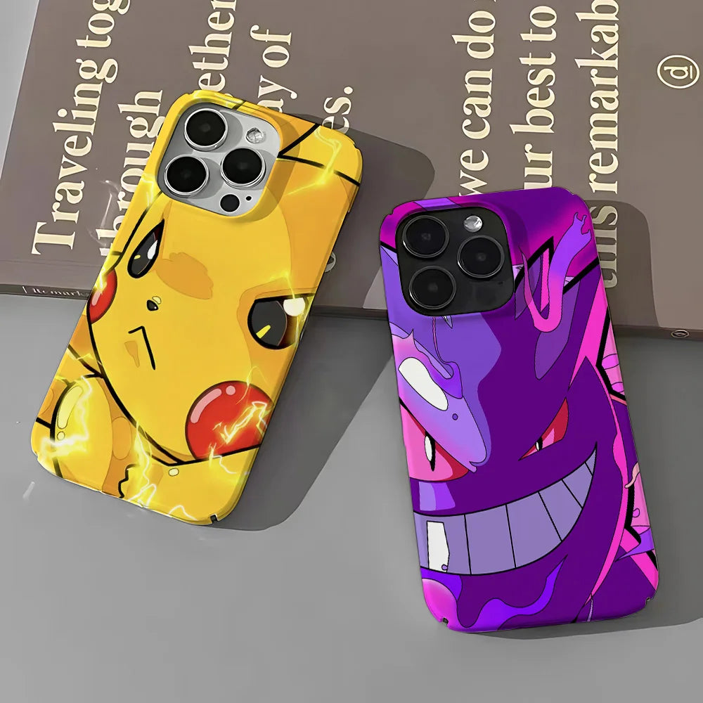 Cute Cartoon Pikachus Phone Case for iPhone 16 15 14 13 12 11 Pro Max XS XR XSMax 6 7 8 Plus Glossy HD Hard PC Cover