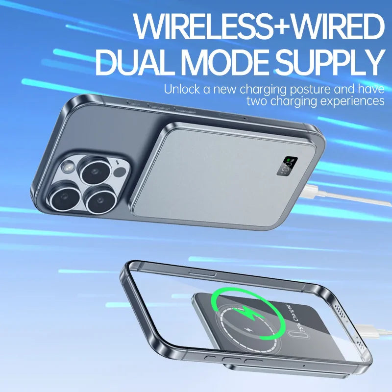 New Ultra Thin Power Bank for MagSafe,Magnetic Wireless Fast Charging LED Display Portable Battery for IPhone Samsung Phone