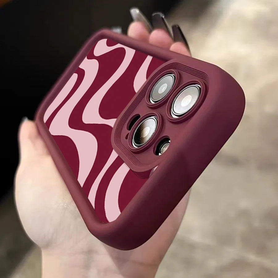 Fashionable Red Lines Soft Phone Case For iPhone 16 Pro Max Case iPhone 17 13 15 16 11 14 12 Pro Max XR 7 8 Plus Simple Cover