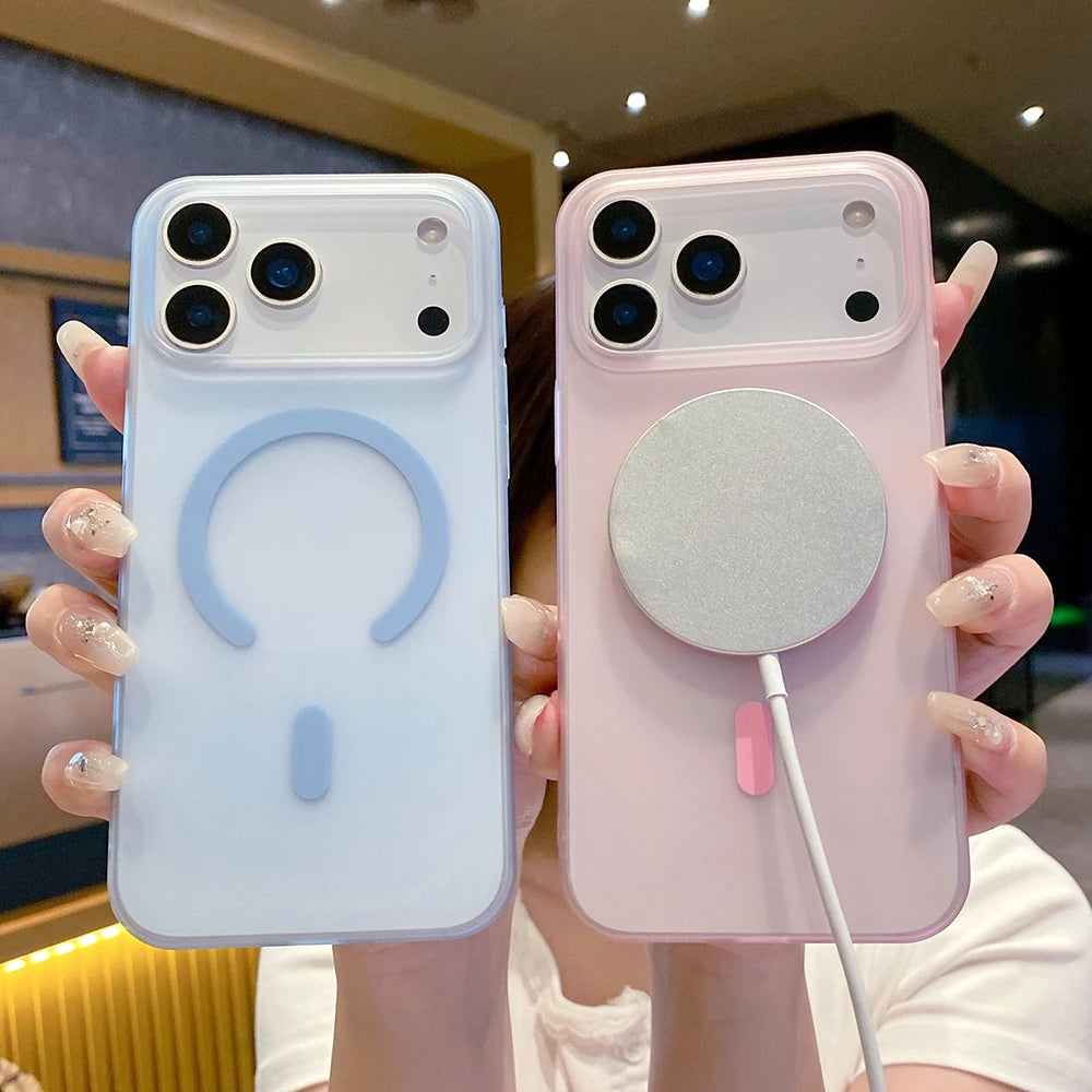 Ultra-Thin Matte Clear Magnetic for Magsafe Case for iPhone 17Air 16 15 14 13 Pro Max Shockproof Wireless Charge Hard PC Cover