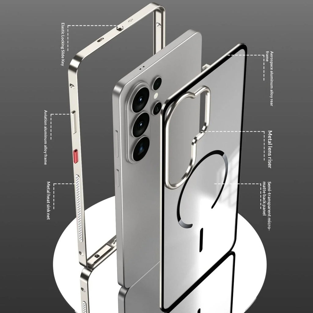 Strong Magnetic Metal heat sinknet Mattet Case For Samsung S26 S25 S24 Ultra Plus S23 Ultra Frosted Translucent Back Panel Cover