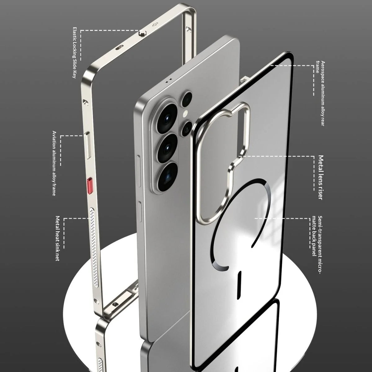 Strong Magnetic Metal heat sinknet Mattet Case For Samsung S26 S25 S24 Ultra Plus S23 Ultra Frosted Translucent Back Panel Cover