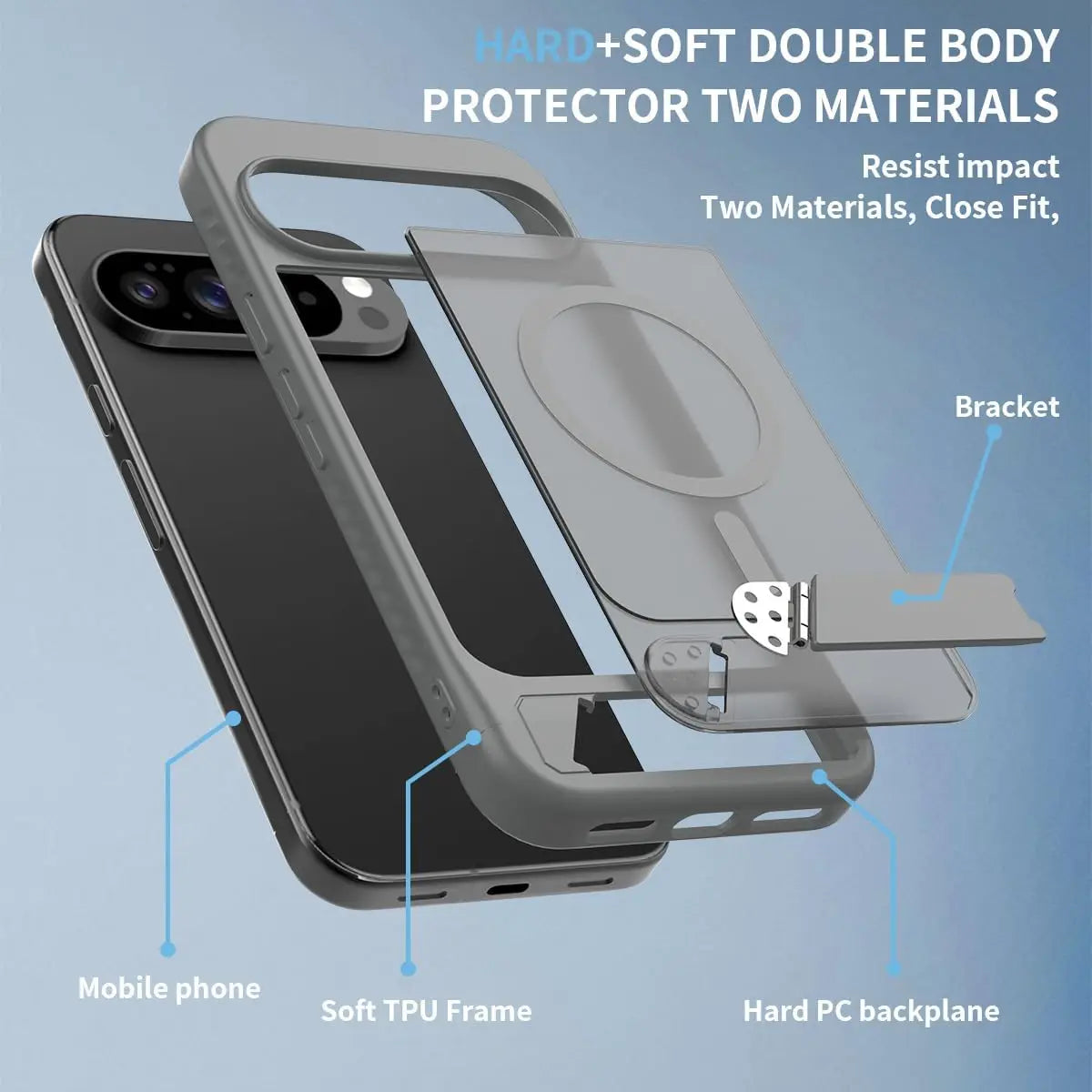 Invisible Bracket Stand Holder for Magsafe Case For Google Pixel 10A 9 10 Pro XL Magnetic Wireless Charge Slim Matte Hard Cover