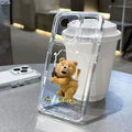 Cartoon Beer Bear Phone Case For iPhone 17 16 15 11 12 14 13 Pro Max Mini SE 7 8 Plus Funny Luxury Transparent Soft Cover Shell
