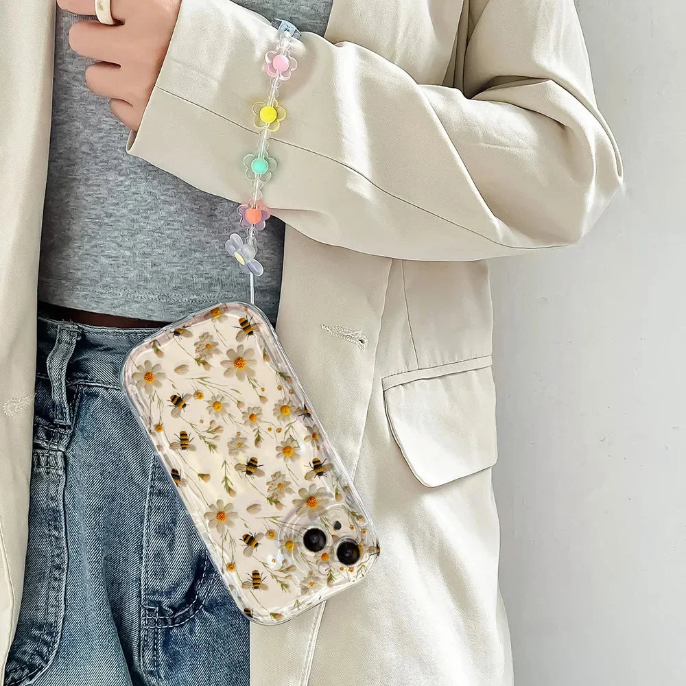 Tulip Flower Chain Case For Samsung Galaxy A17 A16 A36 A26 A56 A55 A35 A25 A15 A07 A06 A32 A50S A51 M16 cover Bracelet