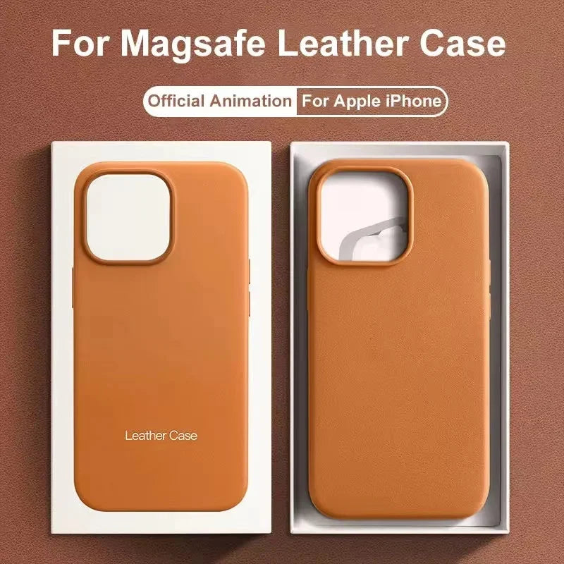 Official Magnetic Leather Case for Apple iPhone 17 Pro Max 16 13 12 14 15 Plus Original MacSafe for MagSafe Cover Accessories