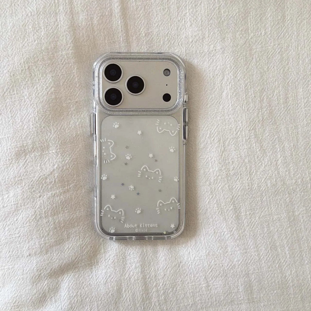 Cute cat line shiny stars paw print ins imd back cover for iphone 17 14 15 promax 13 16 pro max phone case bacelet capa