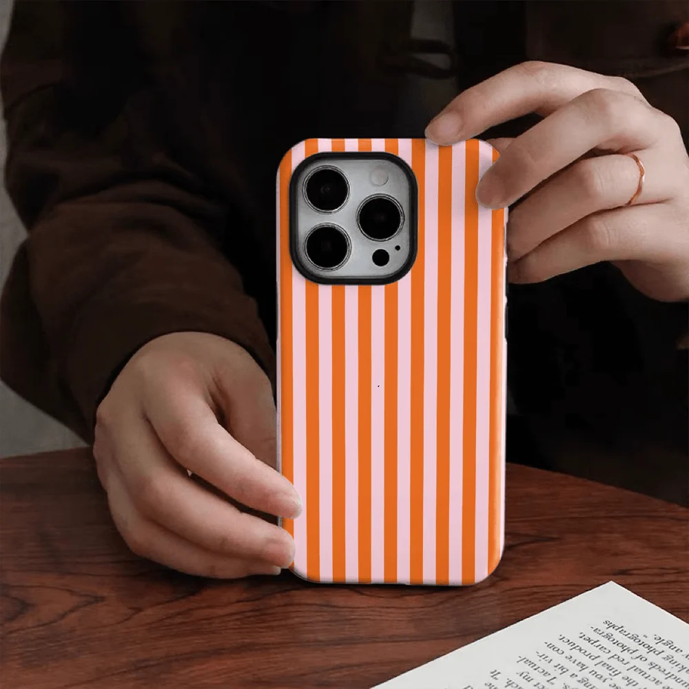 Simplified red striped 2-in-1 phone case suitable for iPhone 17 16 15 14 13 12 11 Pro/Max/Plus shockproof back cover