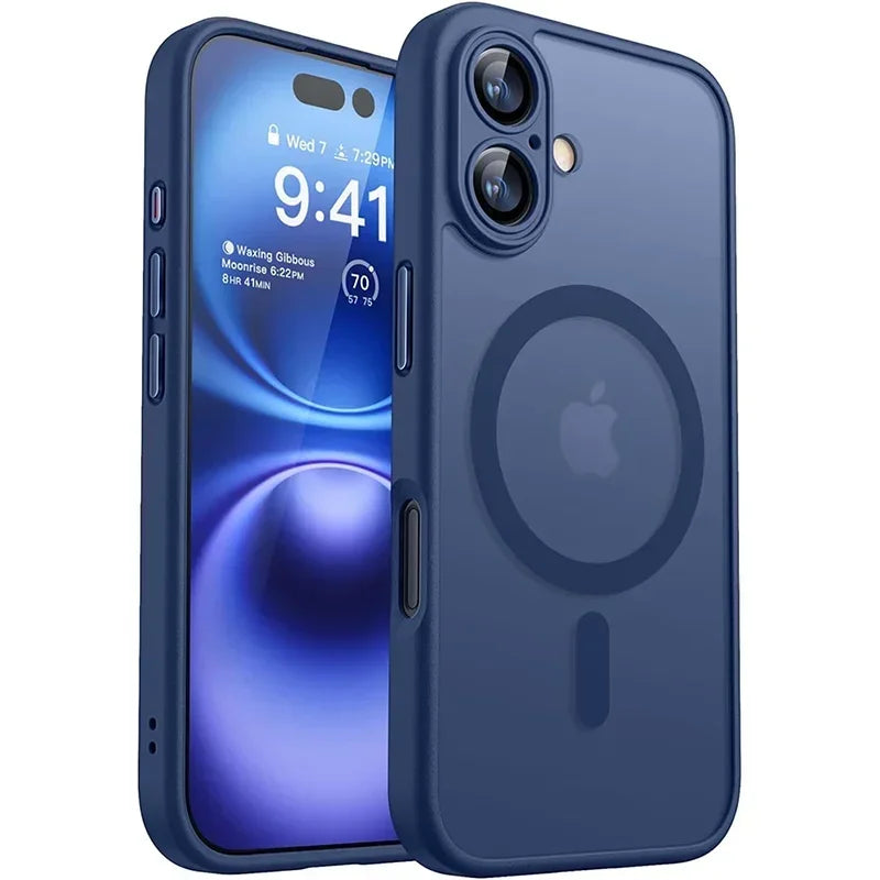 For Magsafe Luxury Armor Shockproof Case For iPhone 17 16 15 14 13 Pro Max Magnetic Wireless Charge Cover Matte Translucent PC