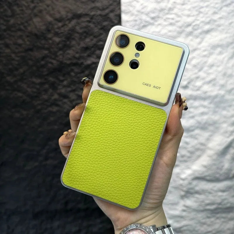 Luxury Lychee Leather Case For Samsung S26 Ultra Full Camera Protector Large Window Cover For Galaxy S26 Plus Slim Matte Fundas