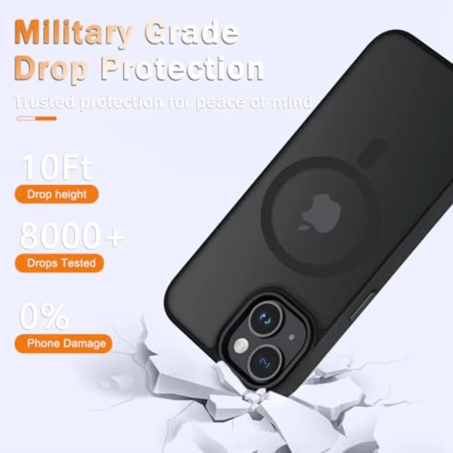for iPhone 14 Case, iPhone 13 Case, with 1 Screen Protector, Matte Magnetic Slim Phone Cover, Support for Magsafe, Shockproof P