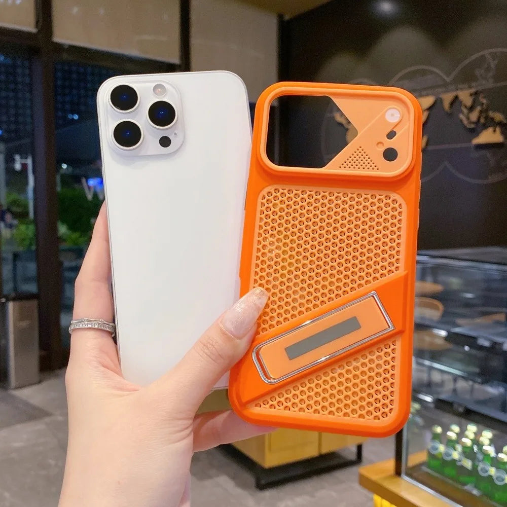 Heat Dissipation Folding Stand Holder Case For iPhone 17 Pro Max Air 16 Plus 11 12 13 14 15 Pro Shockproof Turn to 17 Hard Cover