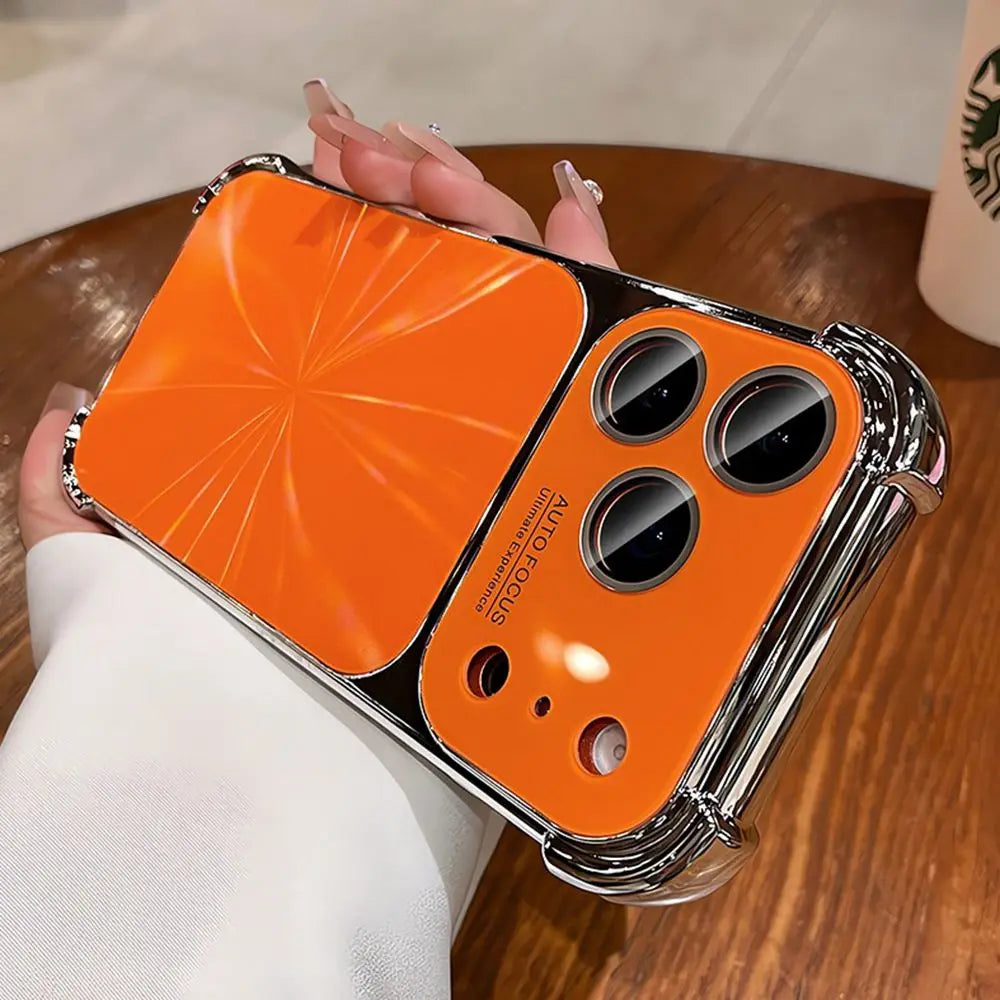 Luxury Plating Bumper Aurora Laser Case for iPhone 17 16 15 14 13 Pro Max Shockproof Airbag Cover for iPhone 14 15 16 Pro Max