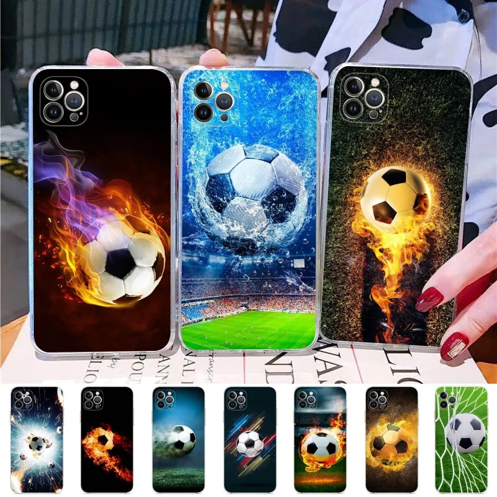 Football Player Soccer Art Phone Case For iPhone 15 14 11 12 13 Mini Pro XS Max Cover 6 7 8 Plus X XR SE 2020 Funda Shell