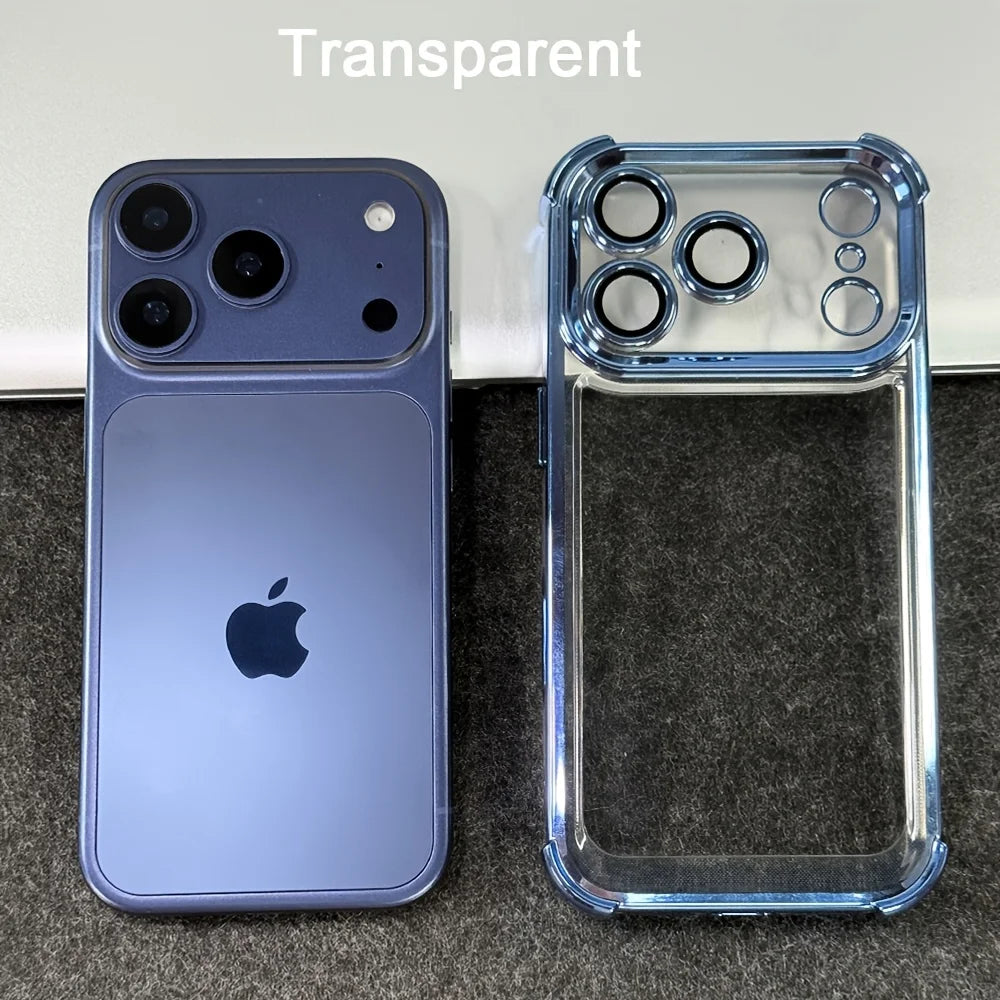Luxury Electroplate Transparent Phone Case For iPhone 17 12 13 14 15 16 Pro Max Plus Clear Bumper Shockproof Protection Cover