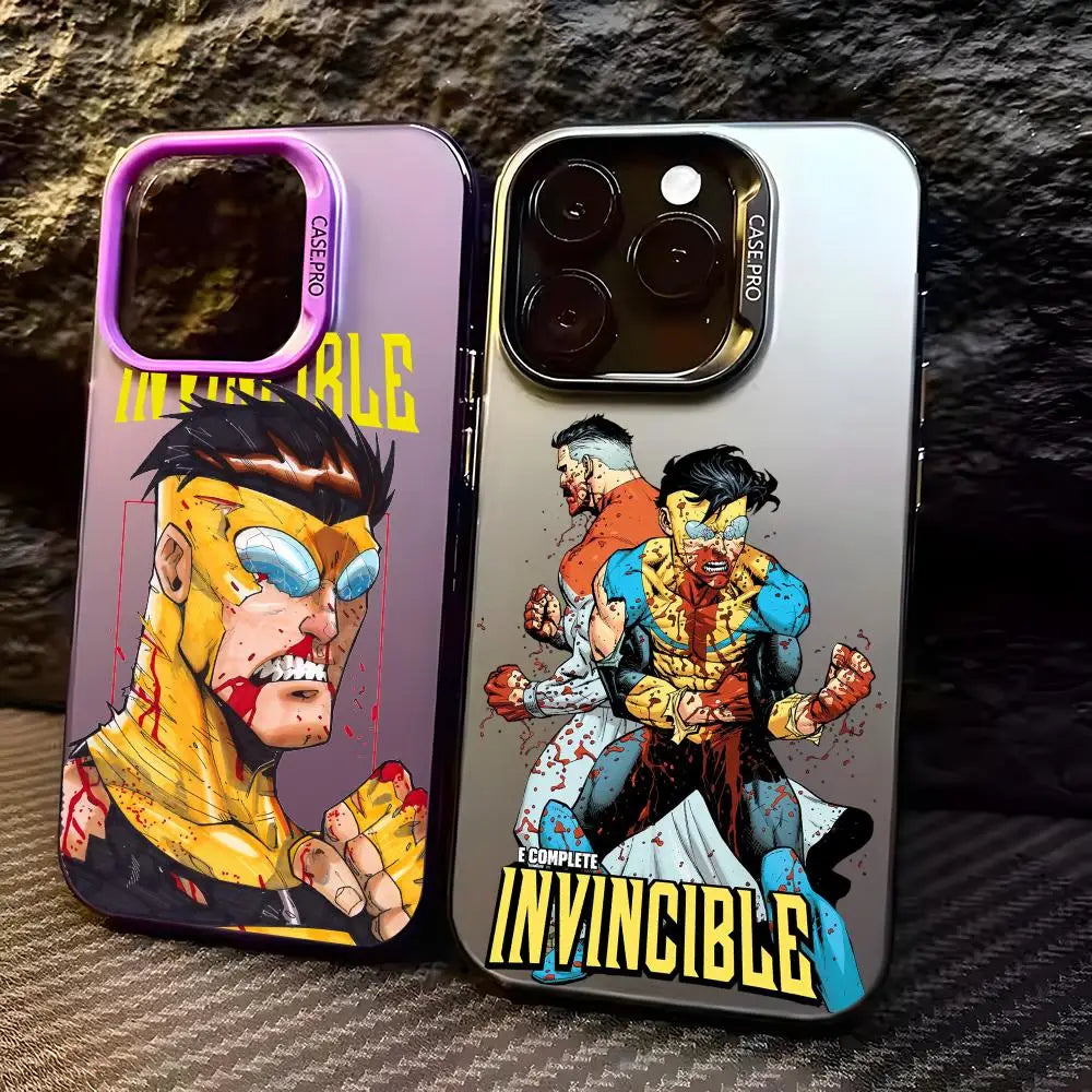 I-Invincible Cartoon Popular Phone Case For iPhone 17 16 15 14 13 12 11 Pro Max Designer Matte Laser Aurora Funda Phone Case