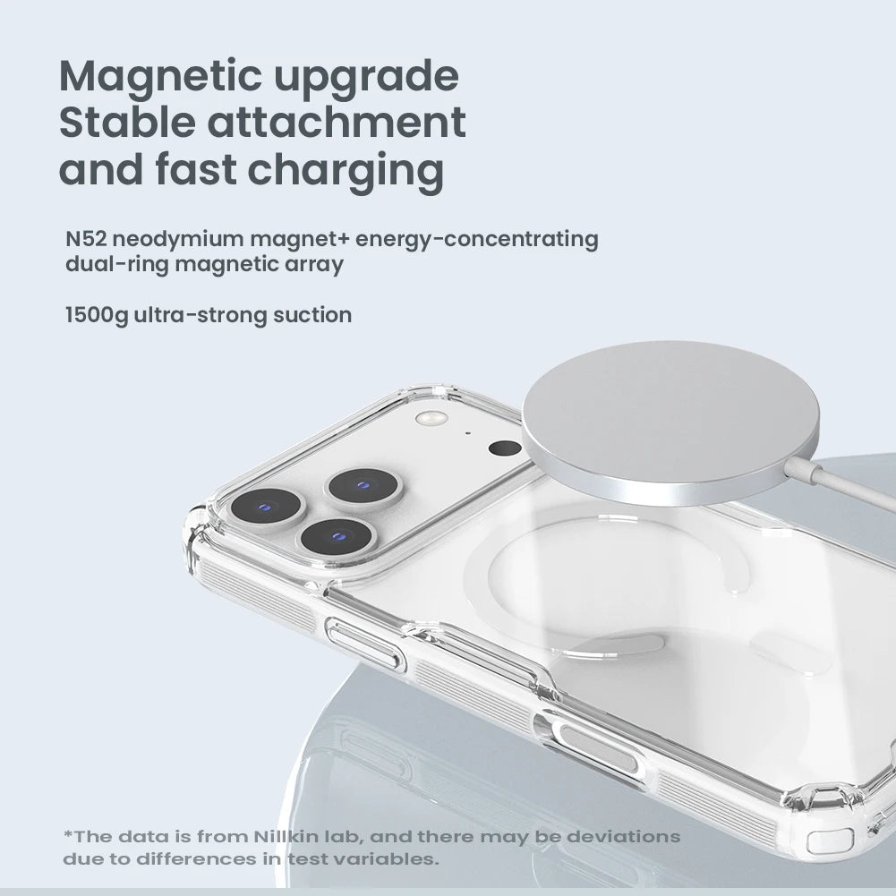 NILLKIN for iPhone 17 Pro Max MagSafe Case for iPhone 17 Air TPU Hybrid Classic Magnetic Cases for iPhone 17 Transparent Cover