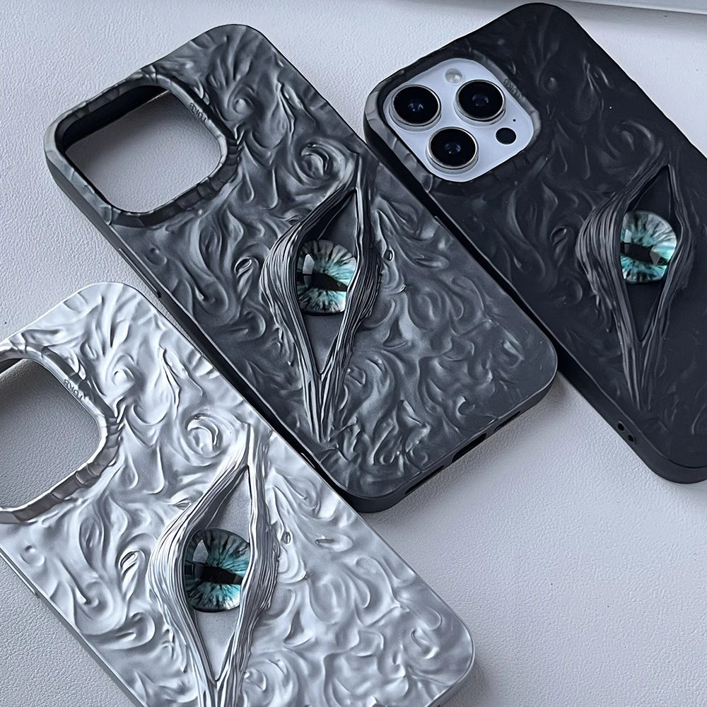 Cool 3D Evil Eyes Phone Case For iPhone 17 Air 16 15 14 13 12 11 Pro Max Frosted Shockproof Soft TPU Cover