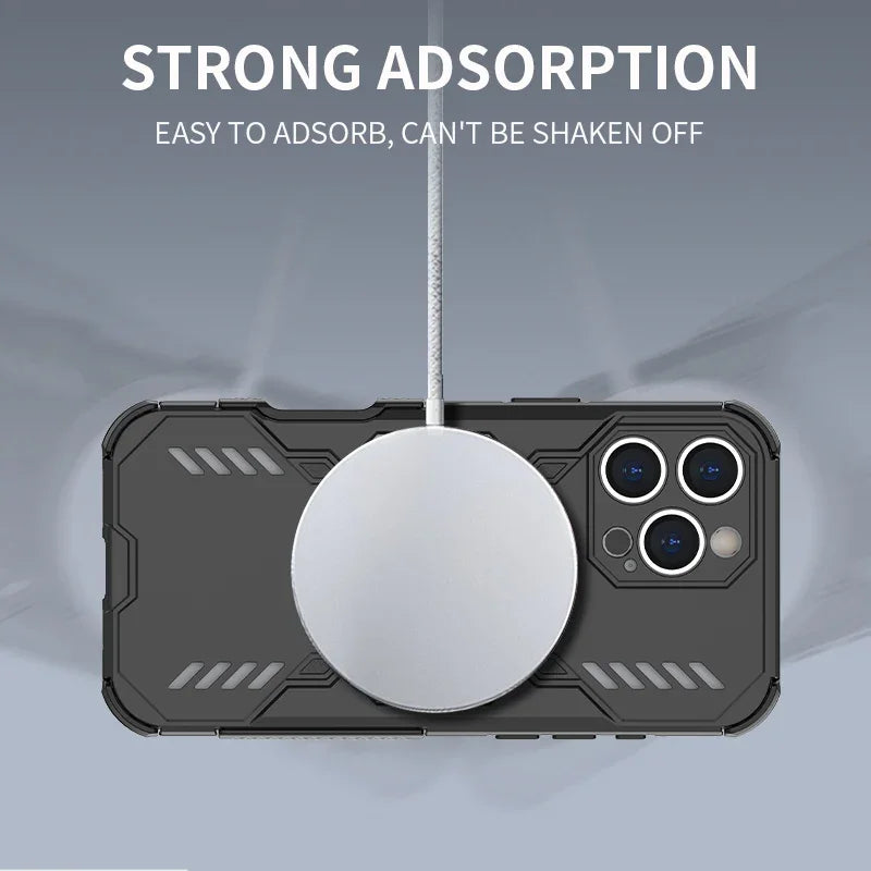 Armor Heat Dissipation Case for iPhone 17 Pro Max 17 Air Magnetic Wireless Charge Cover for iPhone 16 15 Pro16E 15Plus 16Plus