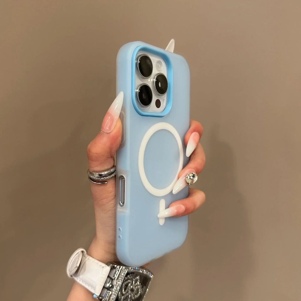 Candy Color 2 IN 1 For Magsafe Phone Case For iPhone 17 16 15 14 13 12 11 Pro Max Magnet Wireless Charger Matte Soft Cover Fund
