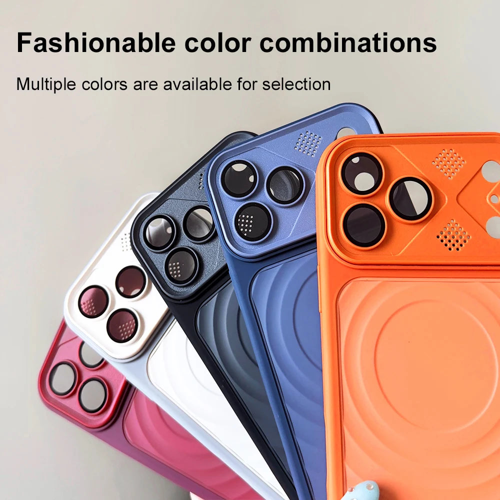 Wavy Pattern For Magsafe Magnetic Case For iPhone 17 Pro Max 16 15 14 13 11 12 Pro Max Lens Glass Protective Shockproof Cover