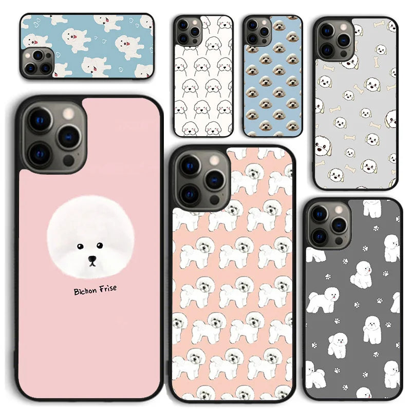 Cute Cartoon Bichon Frise Celular Mobile Phone Cases For iPhone 17 Air 16 15 14 12 13 11 Pro MAX Plus SE2020 Coque Fundas