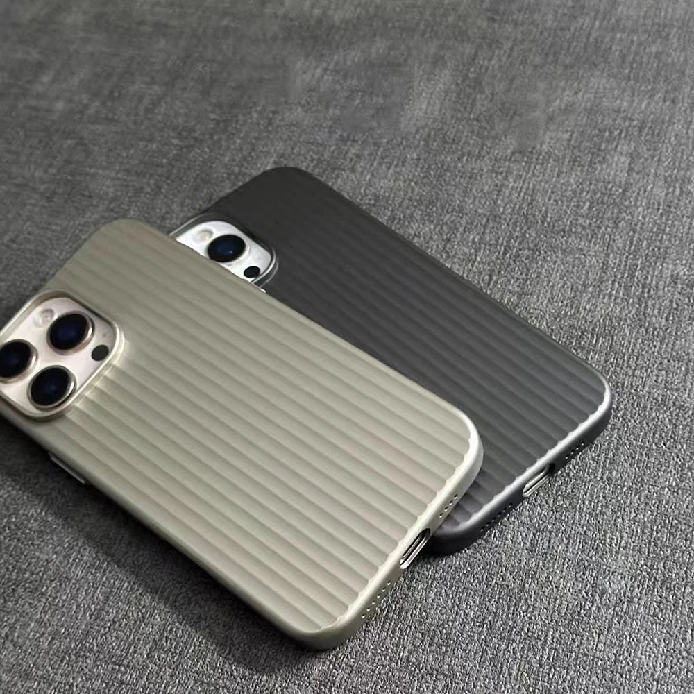 Premium Embossed Stripe Protective Case For iPhone 17 Air 16 15 14 13 12 11 17 Pro Max Slim Grip Texture Protective Case