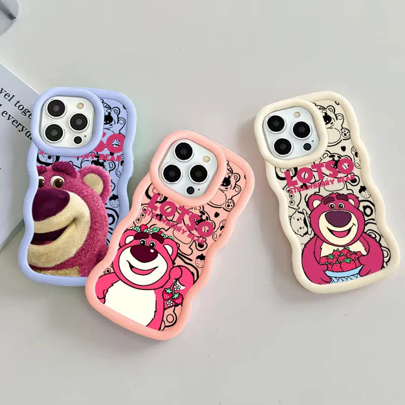 Lotso Strawberry Bear Candy Color Phone Case For iPhone 17 16 15 14 Plus 11 Pro Max 13 12 Mini 17Air 17E 16E Soft Silicone Cover