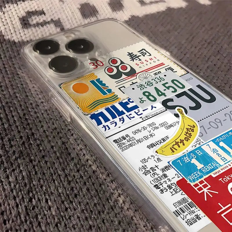 Retro Collage Japanese Style Pattern Phone Case For Samsung A57 A36 A26 A56 A16 A55 A35 A25 A15 A54 A34 A24 A14 A13 A53 Clear