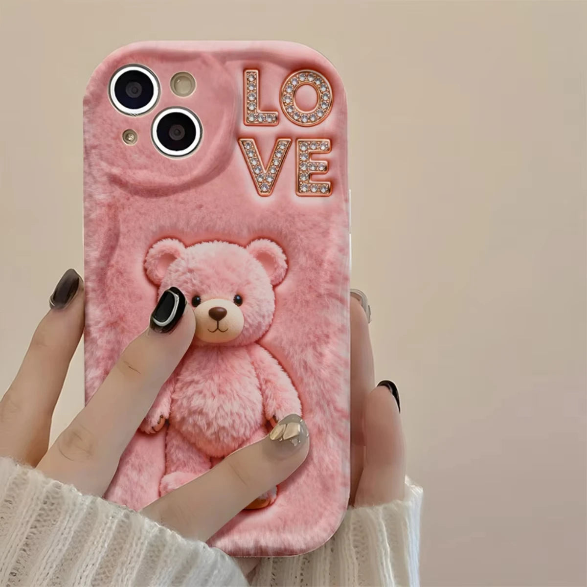 Cute Pink Teddy Bear & Love Phone Case for Xiaomi Redmi Note 15 14 13 12 11 Pro Plus 4G 5G 15C 14C 13C 12C 10 10C 9 9A 9C Cover