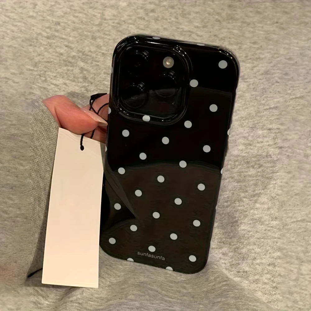 Fashion Polka Dot Soft Silicone Phone Case for iPhone 17 16 15 Pro Max 14 Plus 17Pro Ins Wave Point Ultra Slim Shockproof Cover
