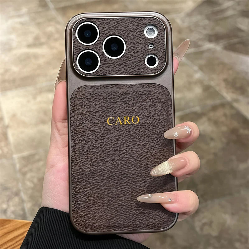 Personalise Gold Silver Initials Letter Leather Case For Iphone 15 14 13 17 pro max 14 16 Plus 17air Luxury Lens Protextion Case