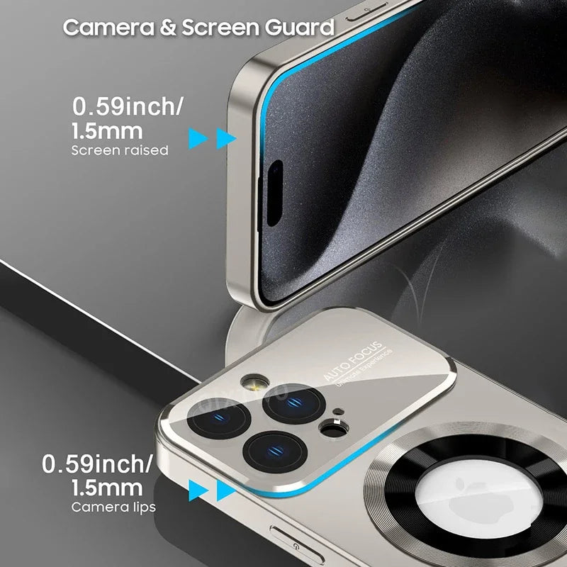 AG Matte Lens Glass Protect Magnetic Case For iPhone 17 16 11 12 13 14 Plus 15 Pro Max 17Air For Magsafe Wireless Charge Cover