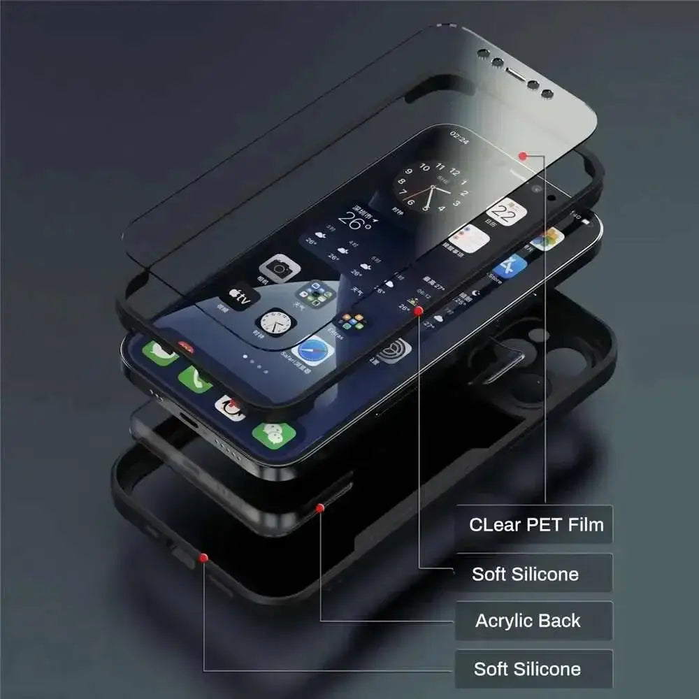 360 Full Cover Case For iPhone 17 Pro Max Air Capa For iPhone 16 Pro Max 14 15 Plus 16E 13 12 Mini Screen Protection Phone Cover