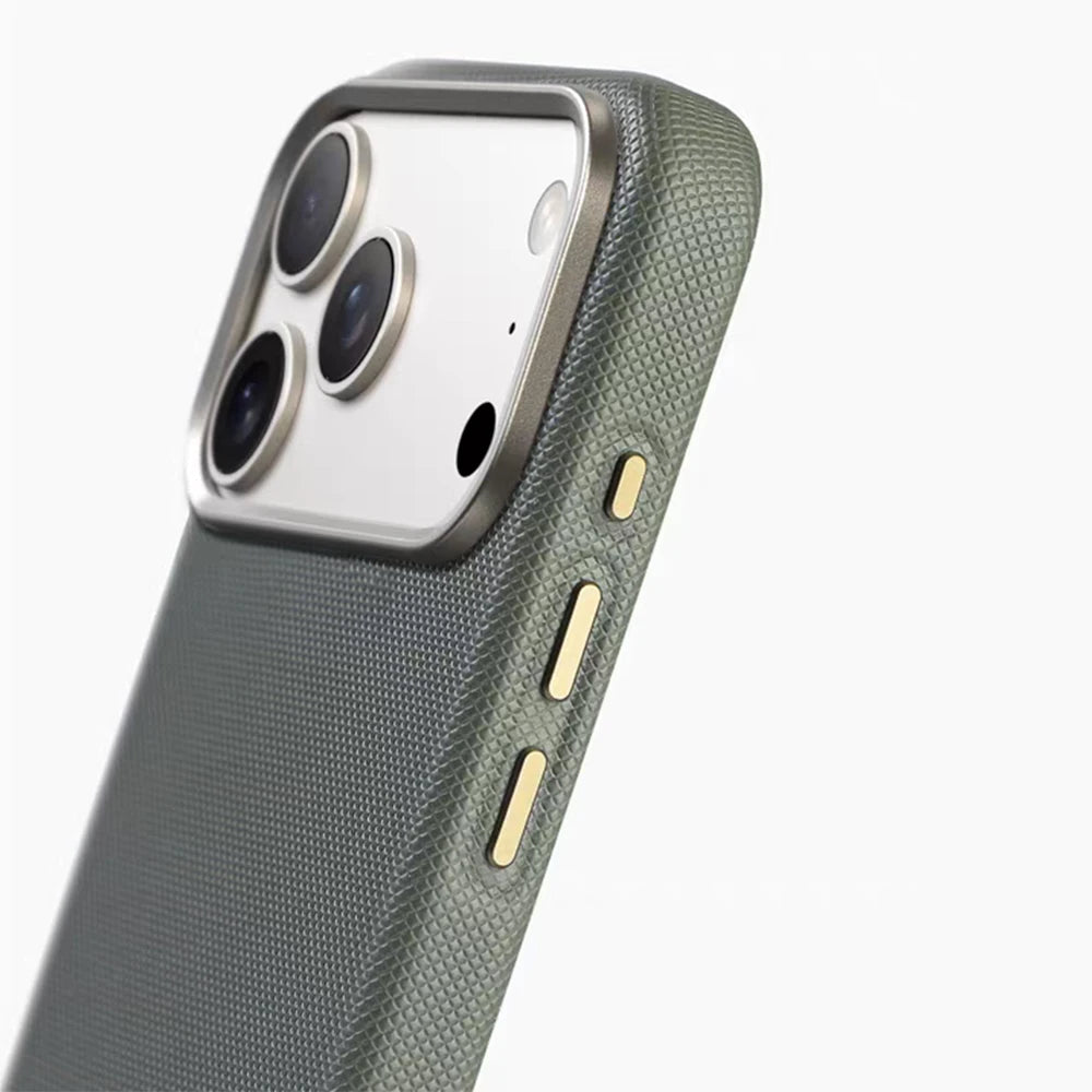 Luxury Diamonds Texture For Magsafe Leather Case For iPhone 17 Pro Max 16 15 14 13 Alloy Lens Wireless Charge Accessories Cover