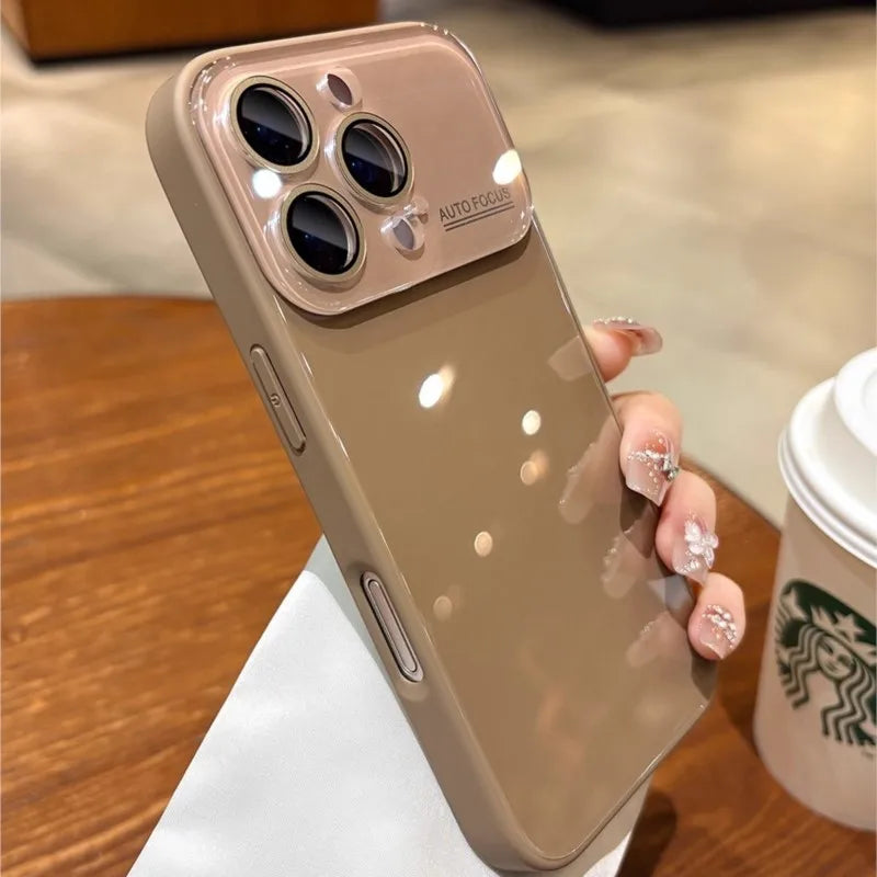 Luxury Candy Tempered Glass Camera Protection Case for iPhone 17 16 15 14 13 12 Pro Max Shockproof Bumper Armor Hard Cover Capa