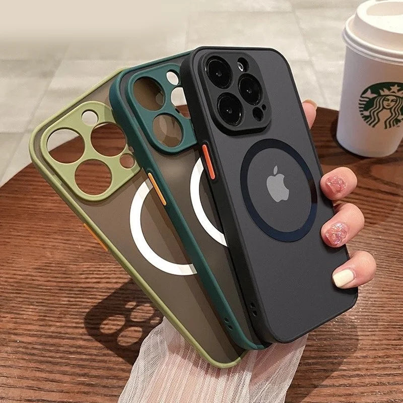 Hard Matte Case For iPhone 17 Air 16 16e 15 14 13 Mini 12 11 Pro Max Plus Phone Magsafe Magnetic ireless Charge Cover funda Capa