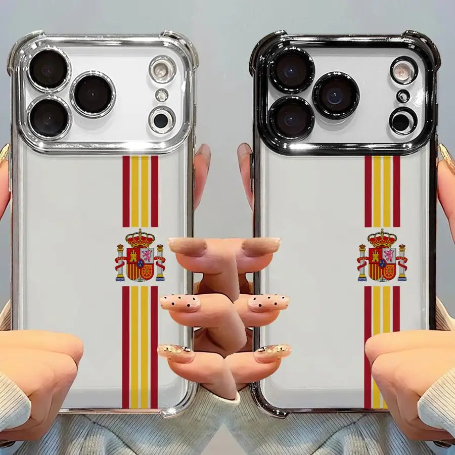 S-Spanish Flag National Soft Phone Cover Case for iPhone 12 15 Plus 17 Air 11 16 17 Pro Max 13 14