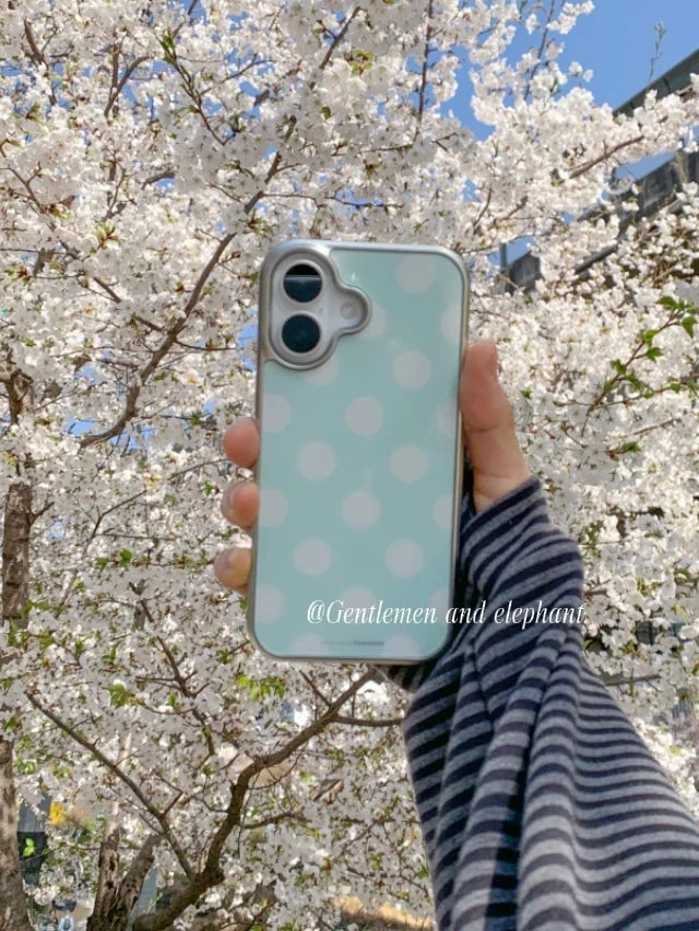 Korea ins Summer Mint Blue Polka Dots Hydrogel Phone Case for iPhone 17 16 15 14 13 12 11 PRO MAX PLUS 17air 16e Drop Glue Cover